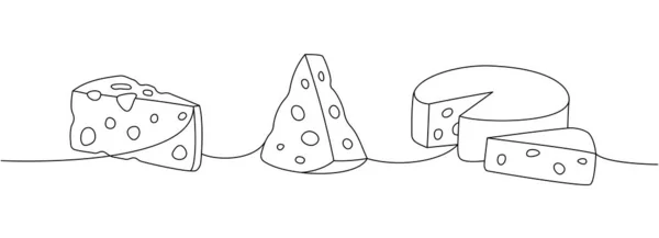 드로잉 종류의 치즈가 하나의 그림을 연속적으로 그린다 Vector Minminalist Linear — 스톡 벡터