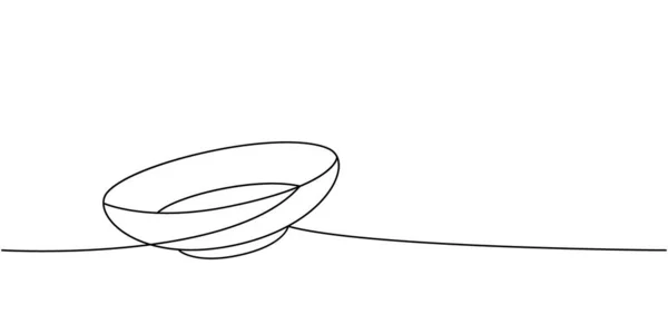 Пластина Посуду Одна Лінія Безперервного Малюнка Кухонні Інструменти Безперервної Ілюстрації — стоковий вектор