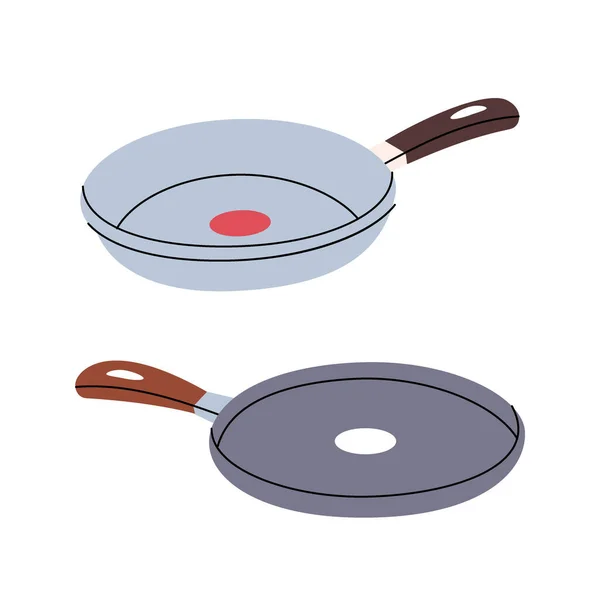 Frying Pan Icon Kitchen Tools Silhouette Vector Illustration Isolated White — Stock Vector