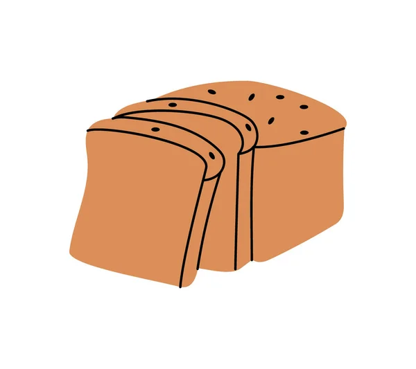 切麦片面包图标 烘焙糕点产品的轮廓 矢量图解 因白人背景而被隔离 — 图库矢量图片
