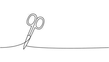 Tırnak tırnağı makası, manikür makası bir çizgi sürekli çizim. Manikür ve pedikür aletleri sürekli bir çizgi çizimi. Vektör doğrusal çizim. Beyaz arkaplanda izole