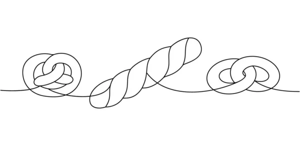 제과점 연속그리기 Pretzel Ciabatta Croissant Bagel Continuous One Line Illustration — 스톡 벡터