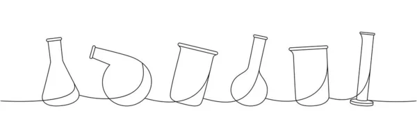 Εργαστήριο Γυάλινα Σκεύη Μία Γραμμή Συνεχή Σχέδιο Κωνική Φιάλη Γυάλινο — Διανυσματικό Αρχείο