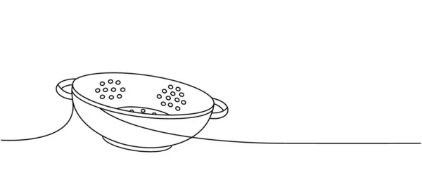 Tamis Passoire Une Ligne Dessin Continu Outils Cuisine Illustration Continue — Image vectorielle