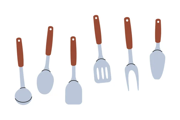 Des Ustensiles Cuisine Spatule Confiserie Fourchette Pour Barbecue Spatule Cuisine — Image vectorielle