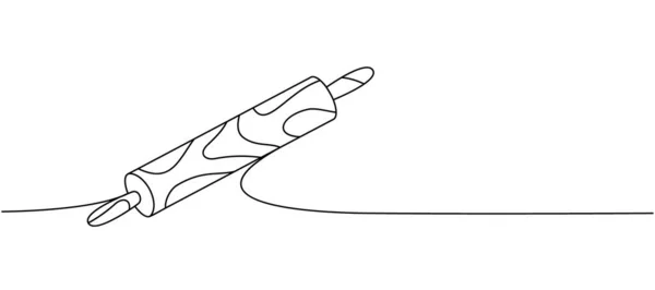 圧延ピン1行連続図面 キッチンツール連続オンラインイラスト ベクトル最小限の線形イラスト 白地に隔離された — ストックベクタ