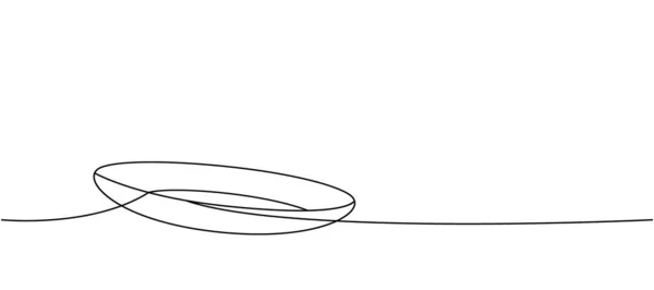 Teller Eine Linie Ununterbrochene Zeichnung Küchengeräte Durchgehend Eine Zeile Illustration — Stockvektor