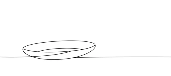 Харчова Пластина Одна Лінія Безперервного Креслення Кухонні Інструменти Безперервної Ілюстрації — стоковий вектор