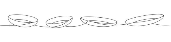 Satz Keramischer Platten Eine Linie Ununterbrochene Zeichnung Küchenutensilien Durchgehend Eine — Stockvektor