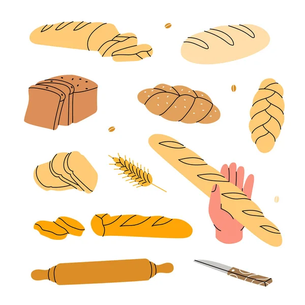 Taze Ekmek Ekmek Hamur Işi Afişi Tam Tahıl Buğday Ekmeği — Stok Vektör