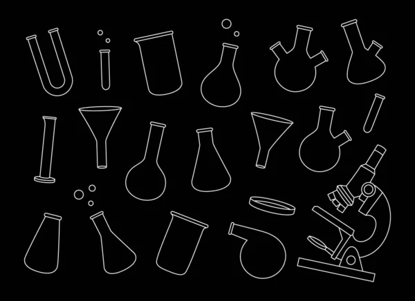 Лабораторное Стекло Набор Лабораторных Очков Химических Экспериментов Коническая Колба Стеклянная — стоковый вектор