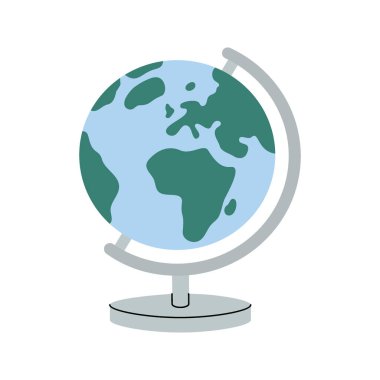 Okul küresi, ofis malzemeleri. Okula dönelim. Vektör çizimi. Beyaz arkaplanda izole.