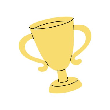 Kupa, ödül, şampiyon kupası, okul malzemeleri. Okula dönelim. Vektör çizimi. Beyaz arkaplanda izole.