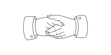 El sıkışma, anlaşma, giriş satırı silueti. Vektör minimalist doğrusal çizim. Beyaz arkaplanda izole