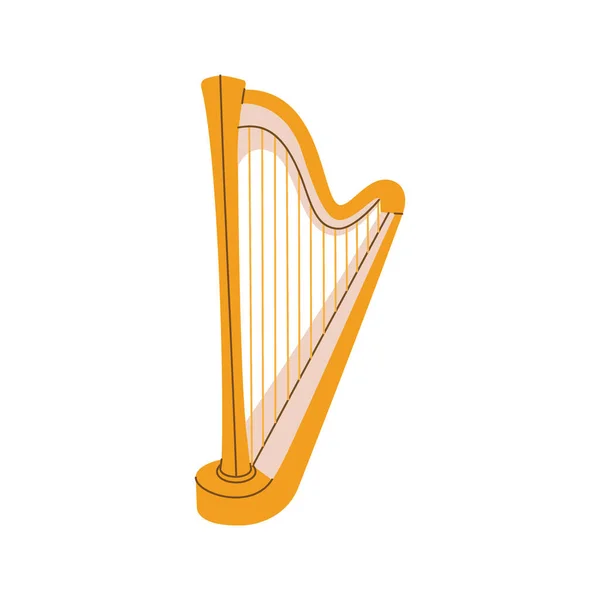 Lyre Harpe Bois Instrument Cordes Silhouette Instruments Musique Illustration Vectorielle — Image vectorielle