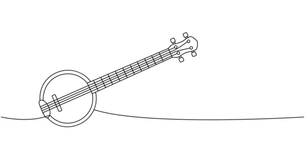 Американське Банджо Струнна Гітара Одна Лінія Безперервного Малювання Музичні Інструменти — стоковий вектор
