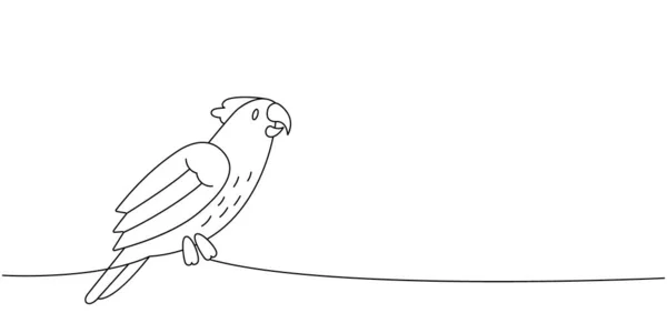 Tropical parrot, exotic bird one line continuous drawing. Animals accessories, pet toy supplies continuous one line illustration. Vector minimalist linear illustration. Isolated on white background