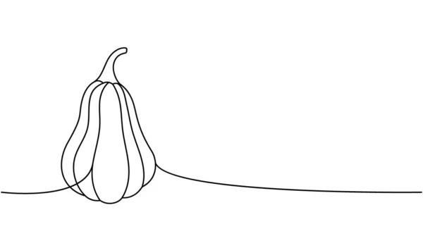 Halloween Dýně Podzimní Zelenina Jedna Linie Kontinuální Kreslení Halloween Dýně — Stockový vektor