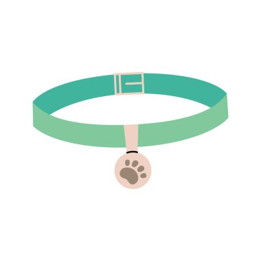 Hayvan tasması, kolye. Hayvan aksesuarları, oyuncak malzemeleri. Vektör çizimi. Beyaz arkaplanda izole.