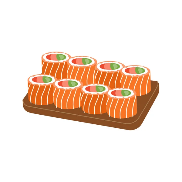 Philadelphia Suşi Böreği Japon Mutfağı Geleneksel Yemekler Vektör Çizimi Beyaz — Stok Vektör