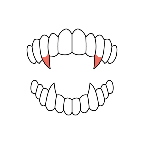 Зуби Жахів Вампірів Векторні Ілюстрації Ізольовані Білому Тлі — стоковий вектор