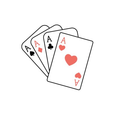 Dört as. Poker oyunu. Vektör çizimi. Beyaz arkaplanda izole
