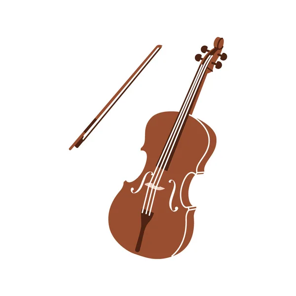 Violin String Instrument Musical Instruments Silhouette Vector Illustration Isolated White — Stock Vector