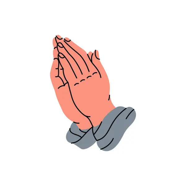 Praying Hands Old School Tattoo Vector Illustration Isolated White Background — Stock Vector