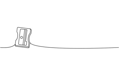 Kalem açacağı, okul sürekli bir çizgi çiziyor. Okula geri dön. Sürekli bir çizim yap. Vektör minimalist doğrusal çizim. Beyaz arkaplanda izole