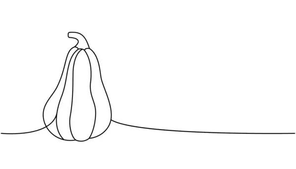秋のカボチャ 野菜1ライン連続描画 ハロウィンカボチャ連続1行イラスト ベクトルミニマリストリニアイラスト 白い背景に隔離される — ストックベクタ
