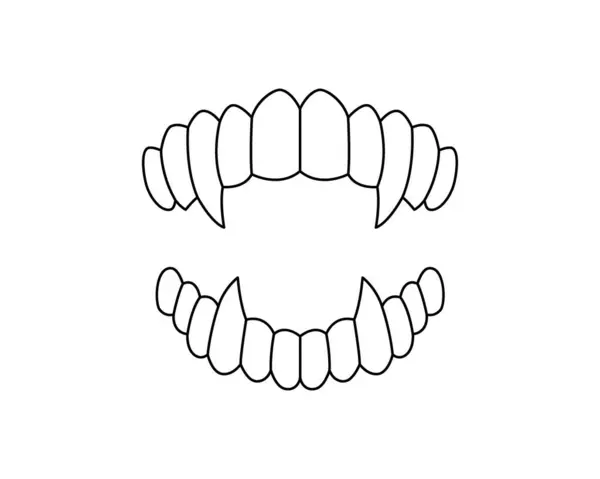 Vampire Horror Teeth Line Silhouette Vector Minimalist Linear Illustration Isolated — Stock Vector