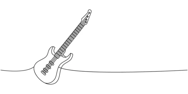 Elektrisk Bas Gitarr Stränginstrument Linje Kontinuerlig Ritning Musikinstrument Kontinuerlig Linje Royaltyfria illustrationer