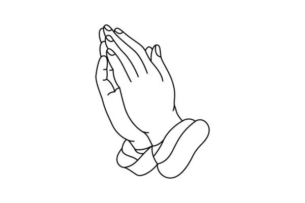 Praying Hands Line Silhouette Vector Minimalist Linear Illustration Isolated White Stock Illustration