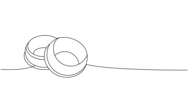 Evcil hayvan kaseleri aralıksız çizim yapıyor. Hayvanlar için aksesuarlar, evcil hayvan oyuncakları sürekli bir çizim çizimi. Vektör minimalist doğrusal çizim. Beyaz arkaplanda izole