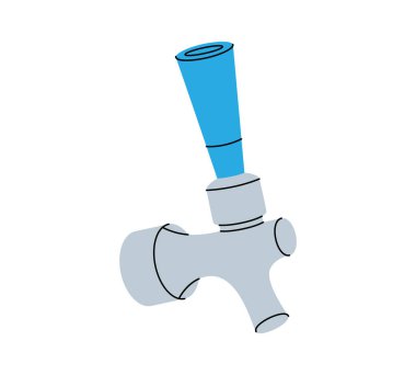 Bira musluğu. Bira barı ürünü. Bira üretim süreci, fabrika üretim elementi. Vektör çizimi. Beyaz arkaplanda izole.