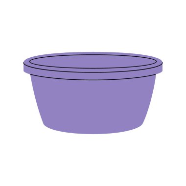 Plastik leğen, temizleme kabı, su kovası. Temizlik aleti. Oda servisi ekipmanları. Vektör çizimi. Beyaz arkaplanda izole.