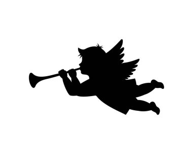 Haberci melek. Melek silueti. Sevgililer Günü. Aşk sembolü. Vektör çizimi. Beyaz arkaplanda izole.