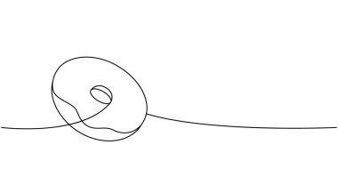 Jöleli çörek bir çizgi sürekli çizim. Pastanede tatlı hamur işi. Vektör doğrusal çizim. Beyaz arkaplanda izole