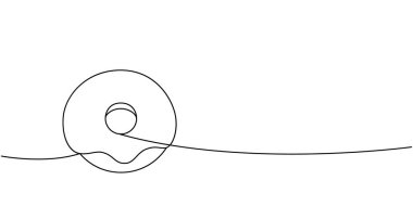 Tatlı çörek bir çizgi sürekli çizim. Pastanede tatlı hamur işi. Vektör doğrusal çizim. Beyaz arkaplanda izole