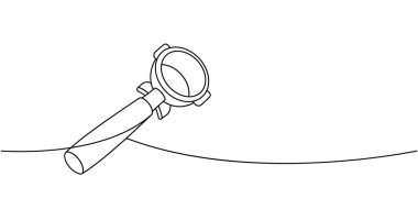 Kahve makinası için kahve filtresi. Bir çizgi sürekli çizim. Kafe menüsü ve kahve dükkanı için el yapımı öğeler. Vektör doğrusal çizim. Beyaz arkaplanda izole