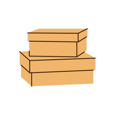 Hediye kutuları. Karton teslimat kutuları. Vektör çizimi. Beyaz arkaplanda izole