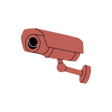 Güvenlik kamerası. Güvenlik kamerası. Vektör çizimi. Beyaz arkaplanda izole