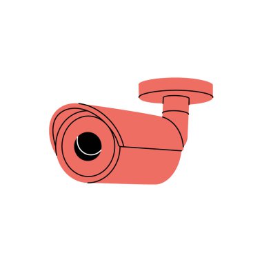 CCTV video kamerası. Güvenlik kamerası. Vektör çizimi. Beyaz arkaplanda izole
