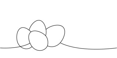 Tavuk yumurtaları tek sıra halinde. Organik tarım ürünü. Vektör çizimi. Beyaz arkaplanda izole