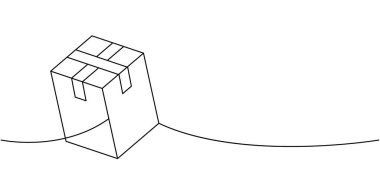 Hediye kutusu bir satır aralıksız çizim. Hediye kutusu. Vektör çizimi. Beyaz arkaplanda izole