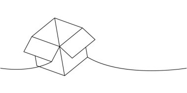 Paket karton kutu bir satır aralıksız çizim. Teslimat kutusu. Vektör çizimi. Beyaz arkaplanda izole