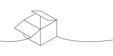 Birinci kare kutu. Devamlı çizim. Kutuyu aç. Vektör çizimi. Beyaz arkaplanda izole
