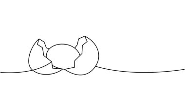 Kırık yumurta, aralıksız bir çizim. Organik tarım ürünü. Vektör çizimi. Beyaz arkaplanda izole