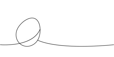 Çiftlik yumurtası bir çizgi sürekli çizim. Organik tarım ürünü. Vektör çizimi. Beyaz arkaplanda izole