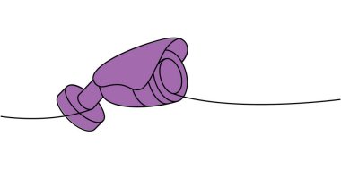 Video kamera bir çizgi renkli aralıksız çizim. Güvenlik gözetleme sistemi. Vektör çizimi. Beyaz arkaplanda izole